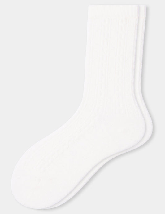 Ribbed Cable Crew - Ivory | Hue