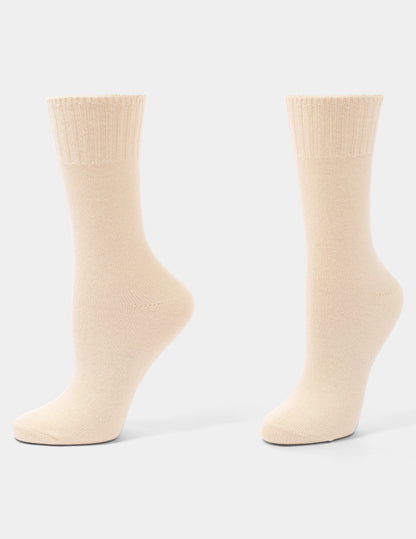 Cashmere Blend Crew Sock - Ivory | Hue