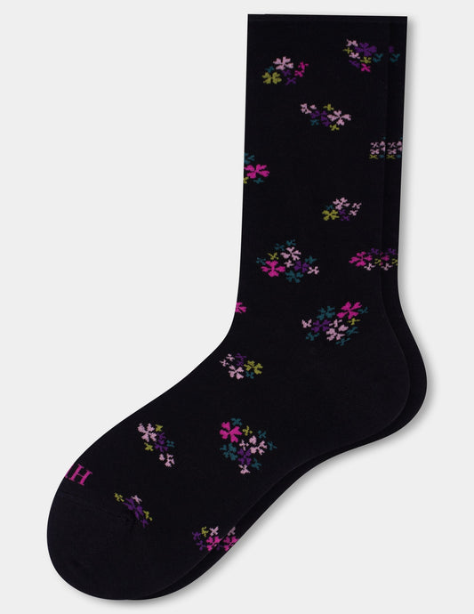 Jeans Sock Crew - Black Floral | Hue