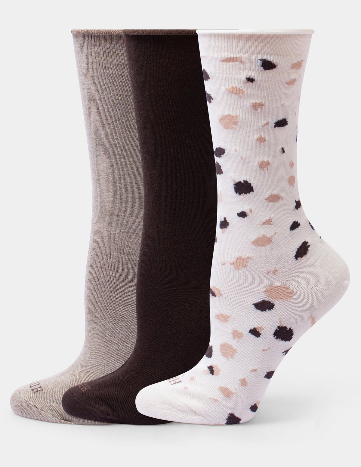 Jeans Socks Crew 3 Pair Pack - Ivory Animal | Hue