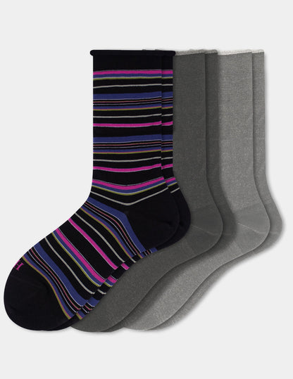 Jeans Socks Crew 3 Pair Pack - Black/Graphite Heather | Hue