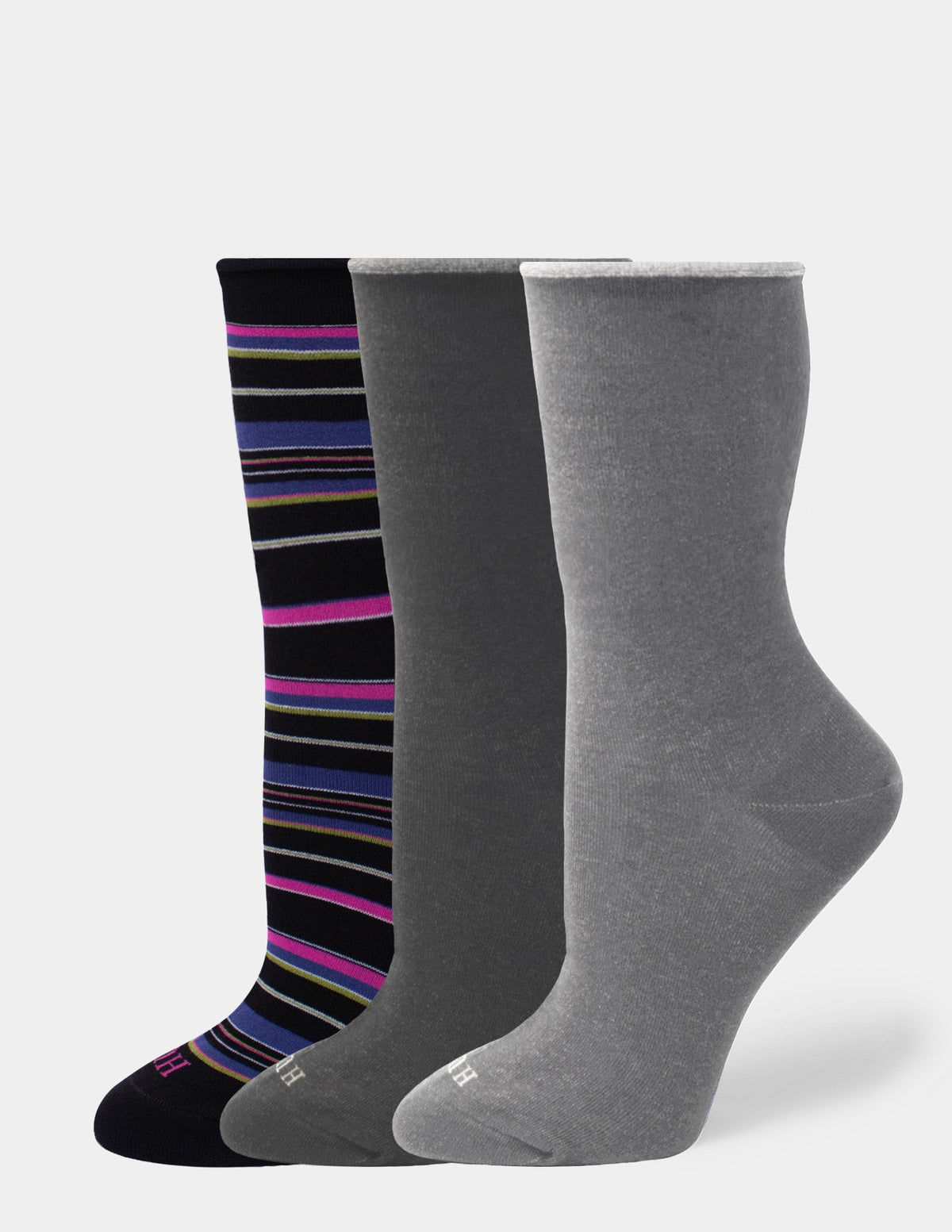 Jeans Socks Crew 3 Pair Pack - Black/Graphite Heather | Hue