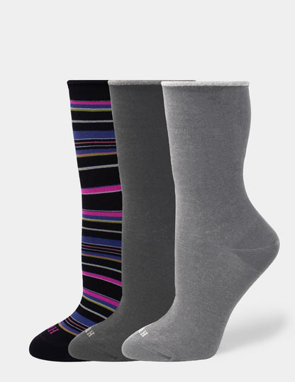 Jeans Socks Crew 3 Pair Pack - Black/Graphite Heather | Hue