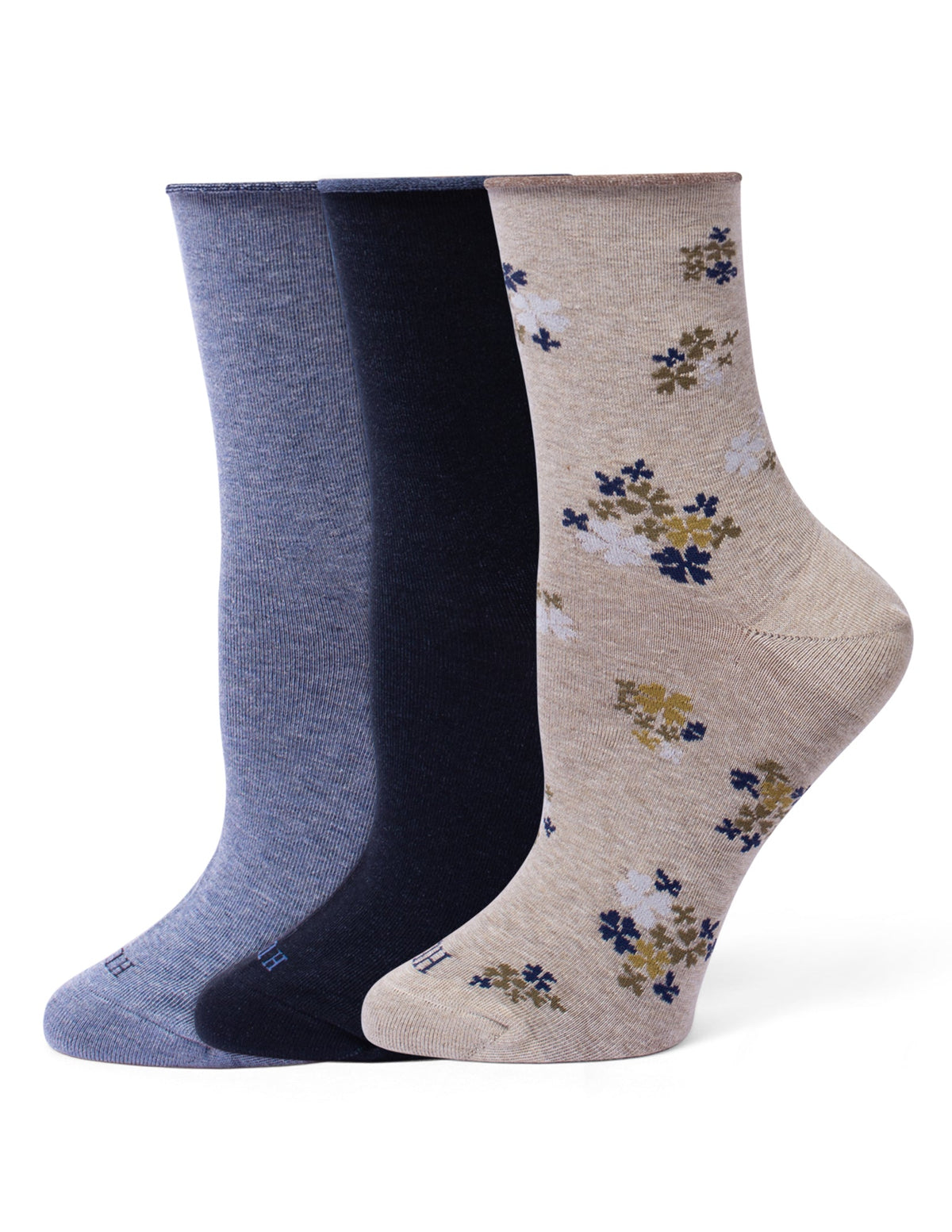 Cropped Jeans Sock 3 Pair Pack - Oatmeal Ditsy | Hue