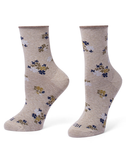 Cropped Jeans Sock 3 Pair Pack - Oatmeal Ditsy | Hue