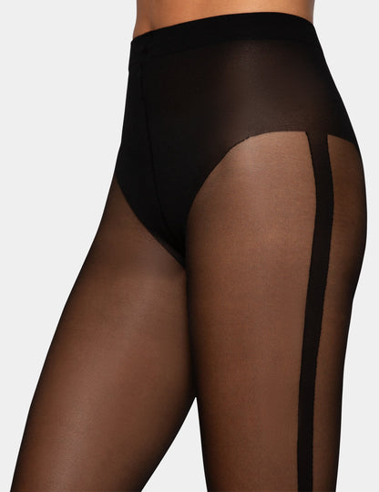 Tuxedo Stripe Sheer - Black | Hue