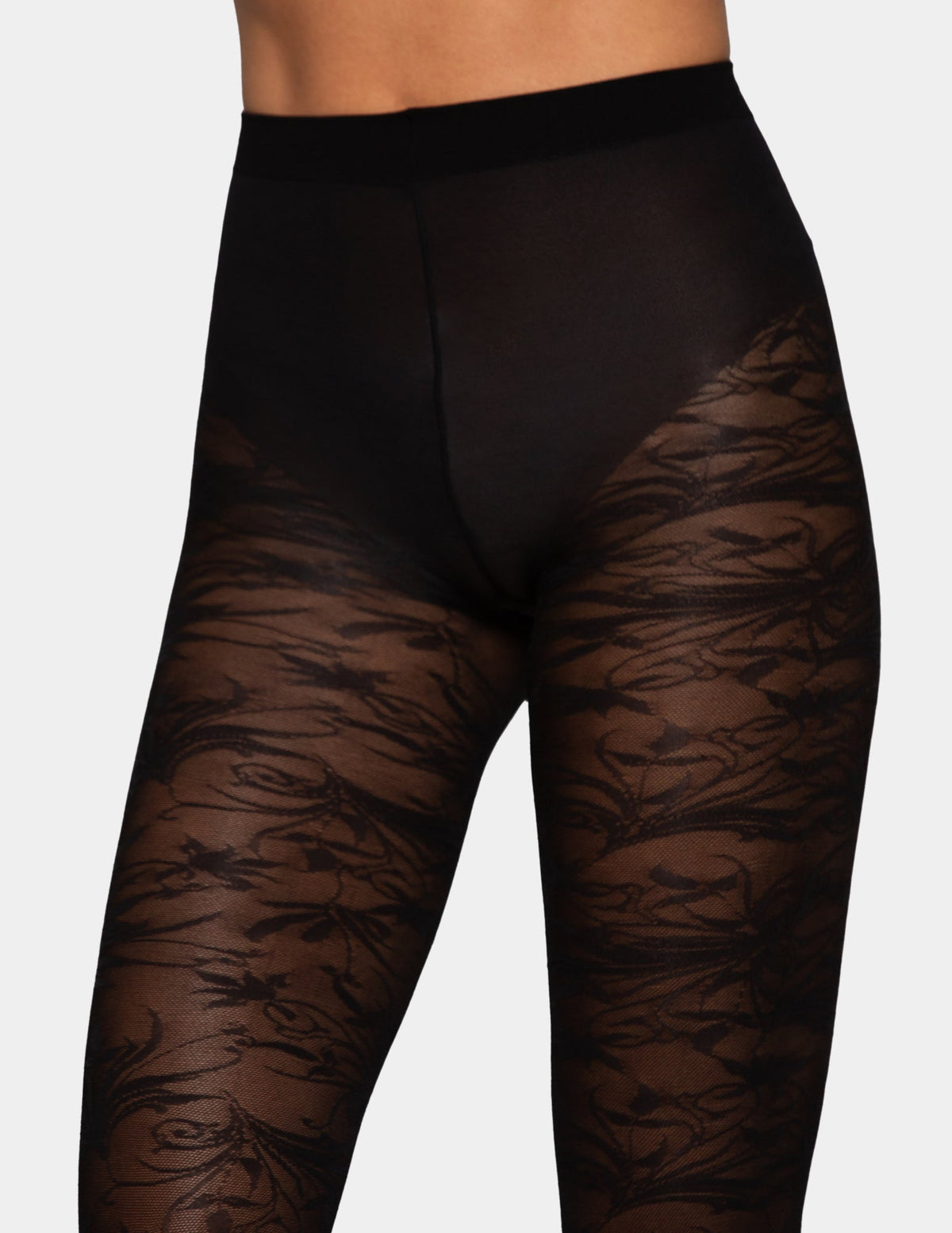 Floral Brocade Sheer - Black | Hue