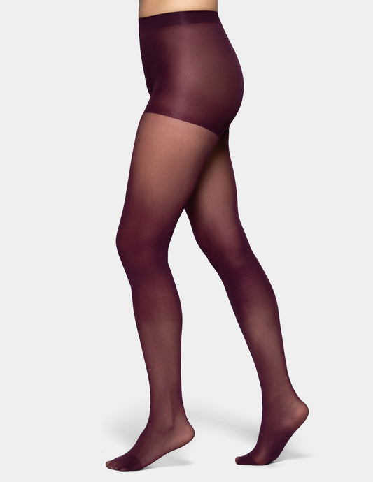 Sheer Tights with Control Top - Cabernet | Hue
