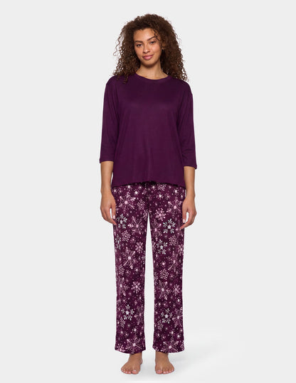 Brushed Loose Knit PJ Set - Eggplant | Hue
