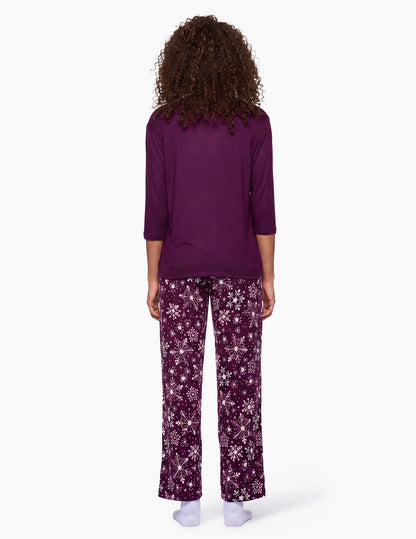 Brushed Loose Knit PJ Set - Eggplant | Hue