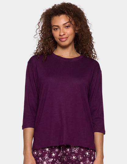 Brushed Loose Knit PJ Set - Eggplant | Hue