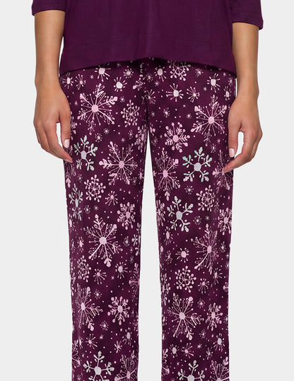 Brushed Loose Knit PJ Set - Eggplant | Hue