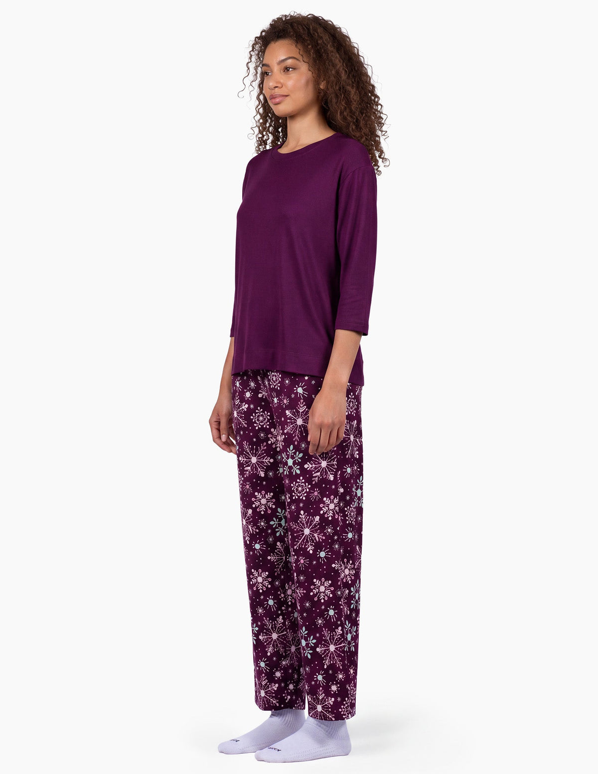 Brushed Loose Knit PJ Set - Eggplant | Hue