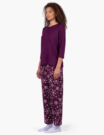 Brushed Loose Knit PJ Set - Eggplant | Hue