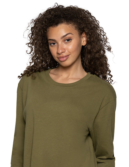3/4 Sleeve Cotton Candied Boxy PJ Tee - Shrub Green | Hue