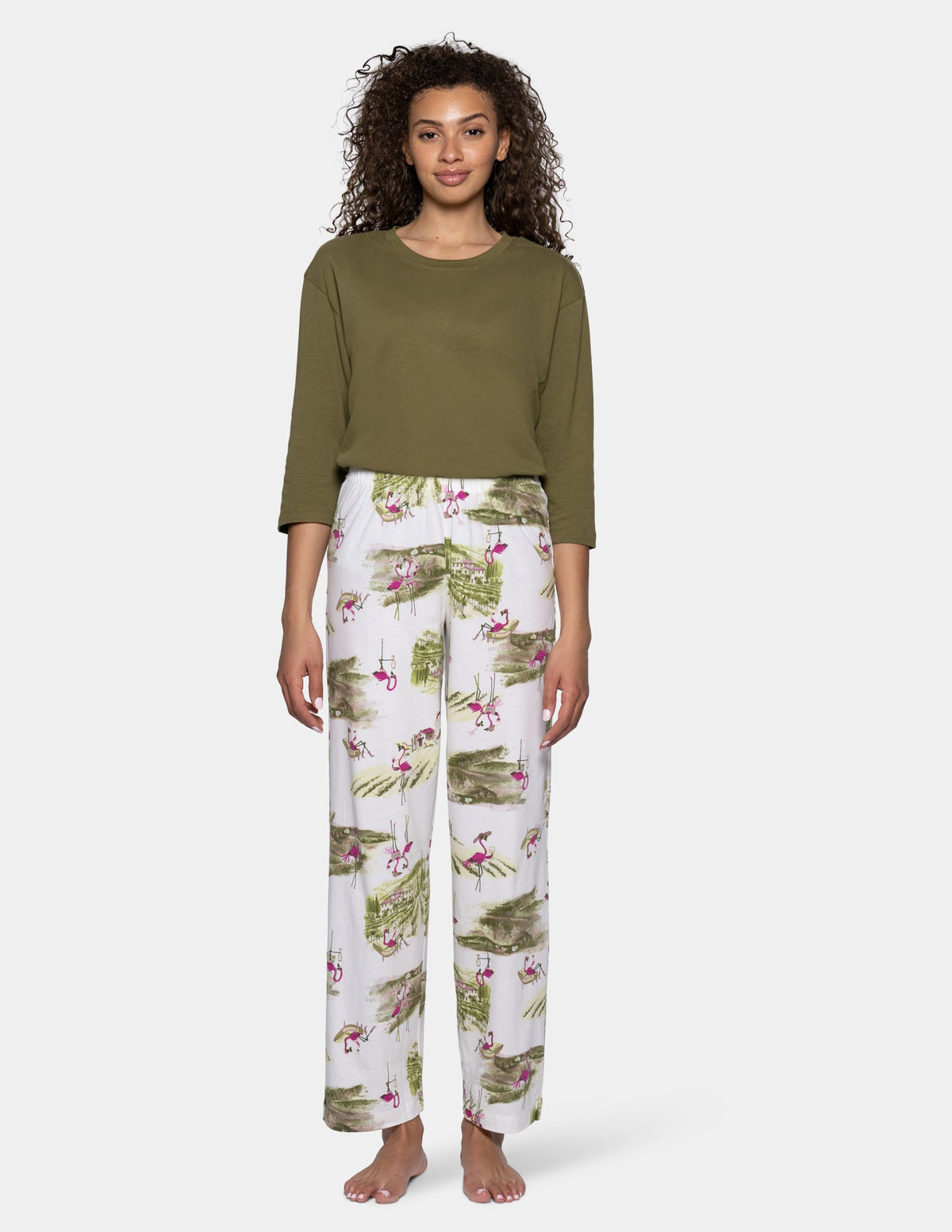 Vineyard Flamingos PJ Pant - Egret | Hue