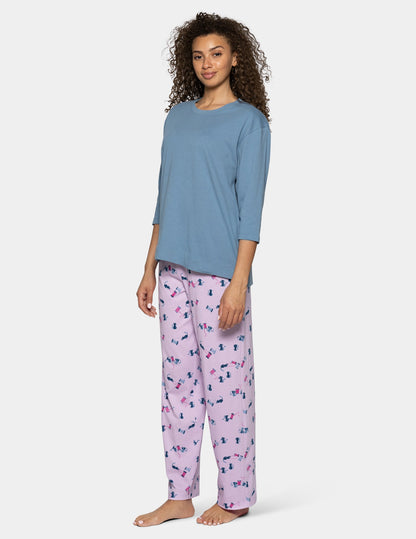 3/4 Sleeve Cotton Candied Boxy PJ Tee - Blue Heaven | Hue