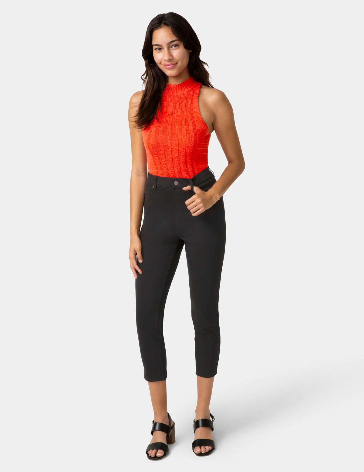 Hi-Rise Ultra Soft Denim Capri Legging - Black | Hue