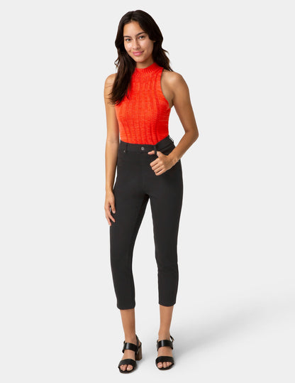 Hi-Rise Ultra Soft Denim Capri Legging - Black | Hue