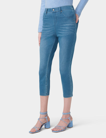 Hi-Rise Ultra Soft Denim Capri Legging - Medium Wash | Hue