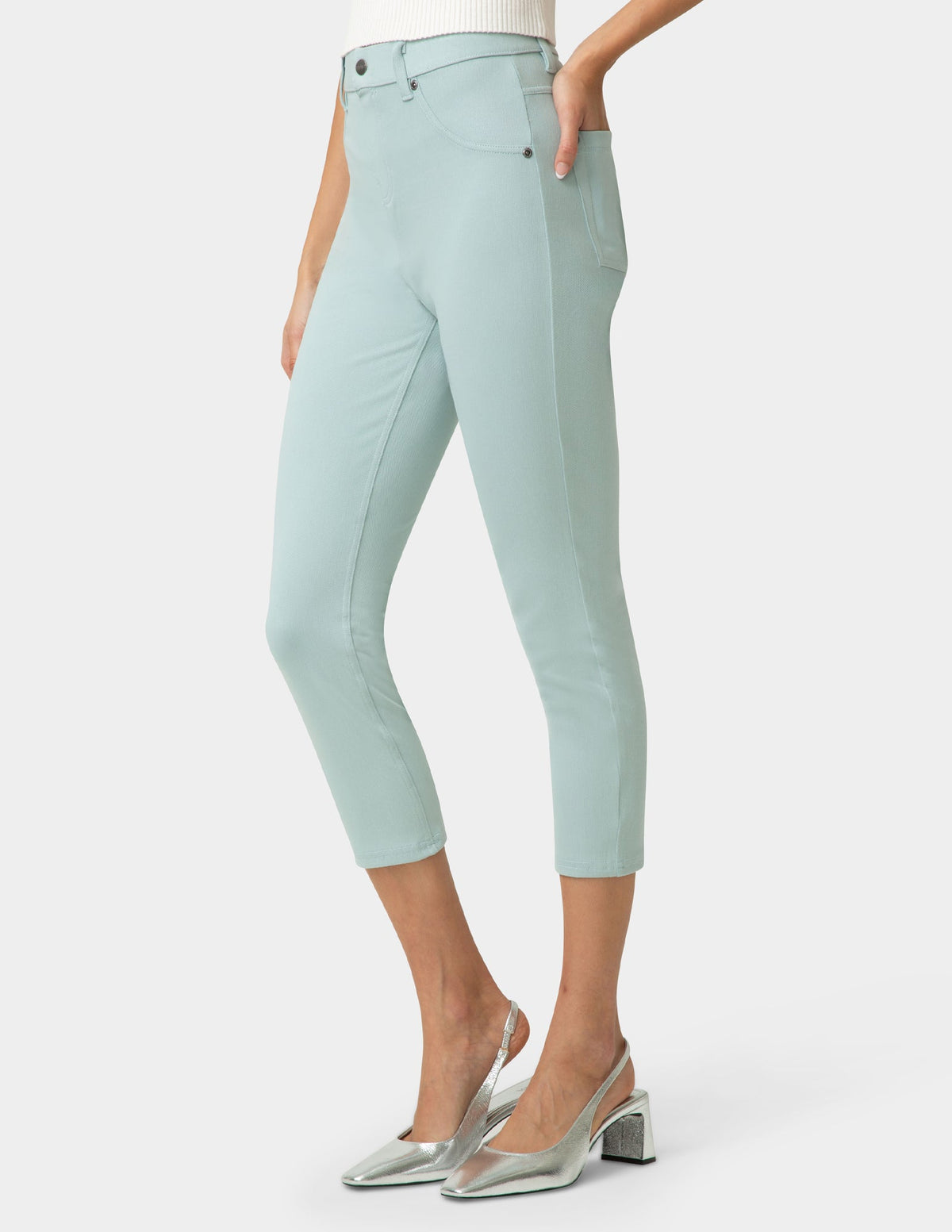 Hi-Rise Ultra Soft Denim Capri Legging - Gray Mist | Hue