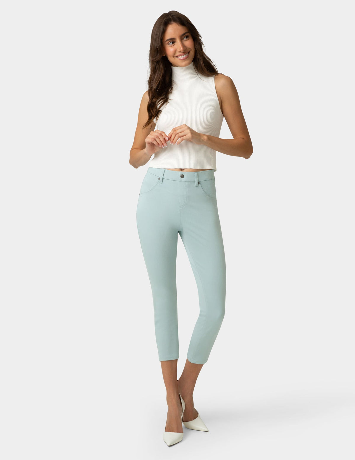 Hi-Rise Ultra Soft Denim Capri Legging - Gray Mist | Hue