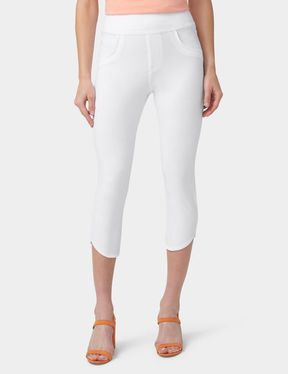 Game Changing Tulip Hem Capri - White | Hue
