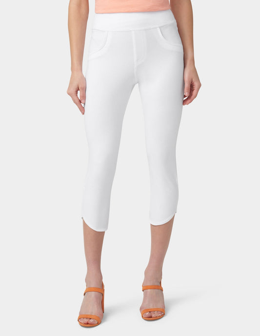 Game Changing Tulip Hem Capri - White | Hue