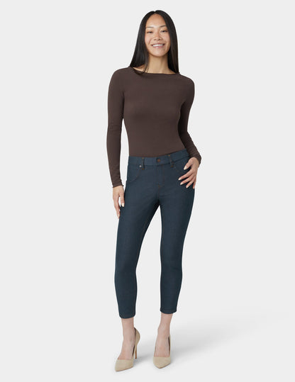 Essential Denim Mid-Rise Capri - Deep Indigo Wash | Hue