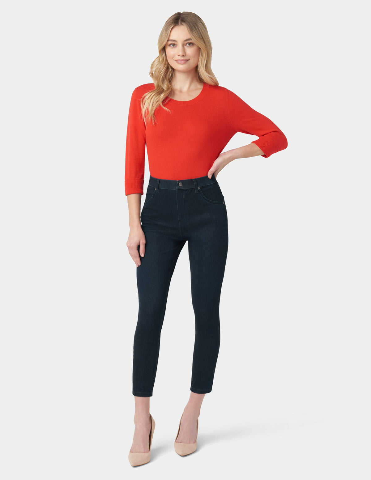Ultra Soft Denim High Waist Skimmer - Black Indigo Wash | Hue