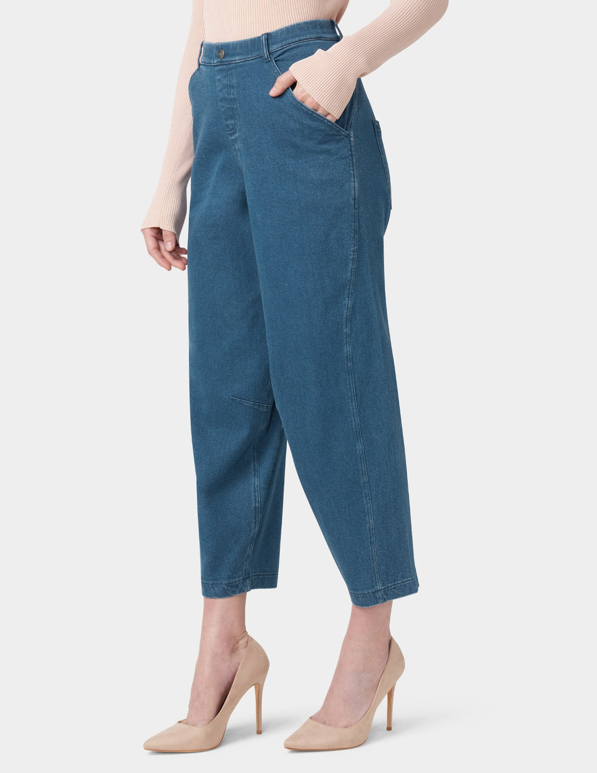 Denim Barrel Leg Skimmer - Medium Wash | Hue