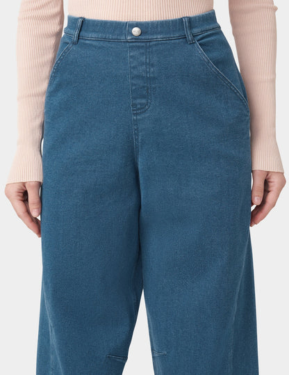 Denim Barrel Leg Skimmer - Medium Wash | Hue