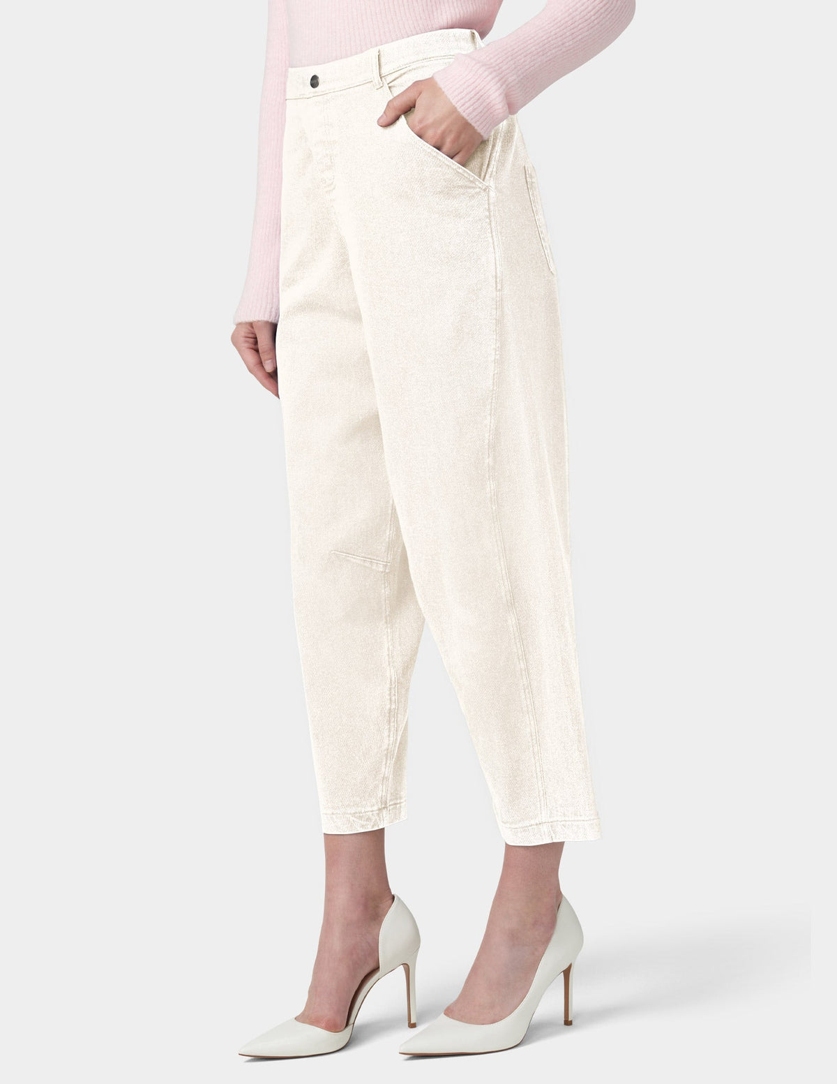 Denim Barrel Leg Skimmer - Off White | Hue