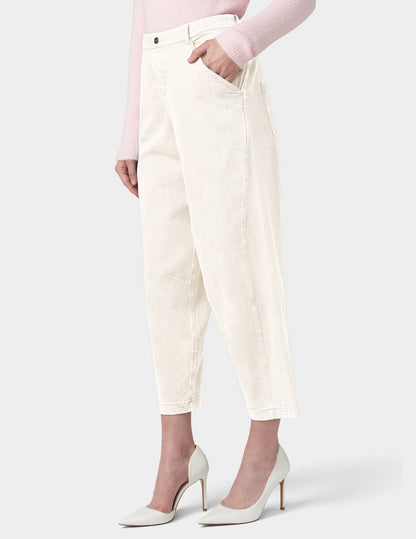 Denim Barrel Leg Skimmer - Off White | Hue