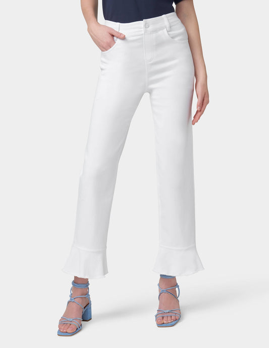 Ruffle Hem Denim Skimmer - White | Hue