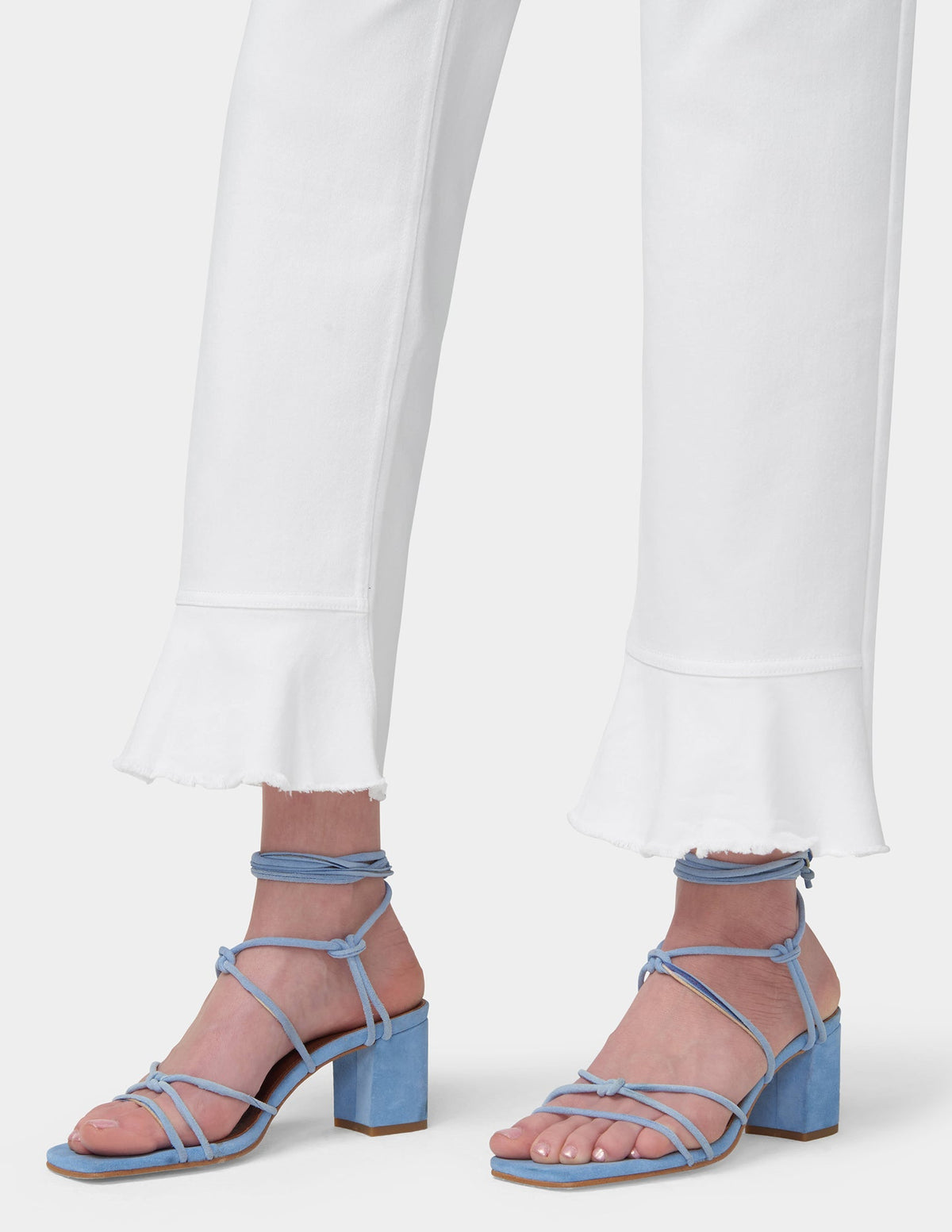 Ruffle Hem Denim Skimmer - White | Hue