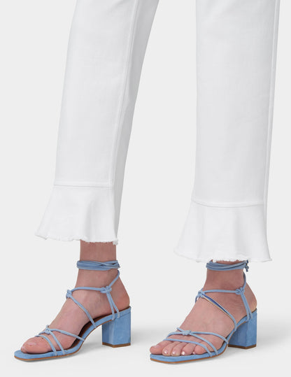 Ruffle Hem Denim Skimmer - White | Hue