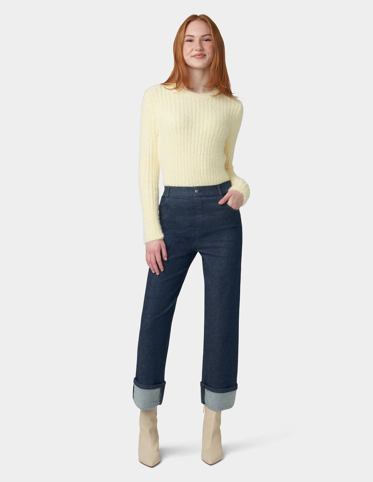 Cuffed Denim Skimmer - Dark Rinse Wash | Hue