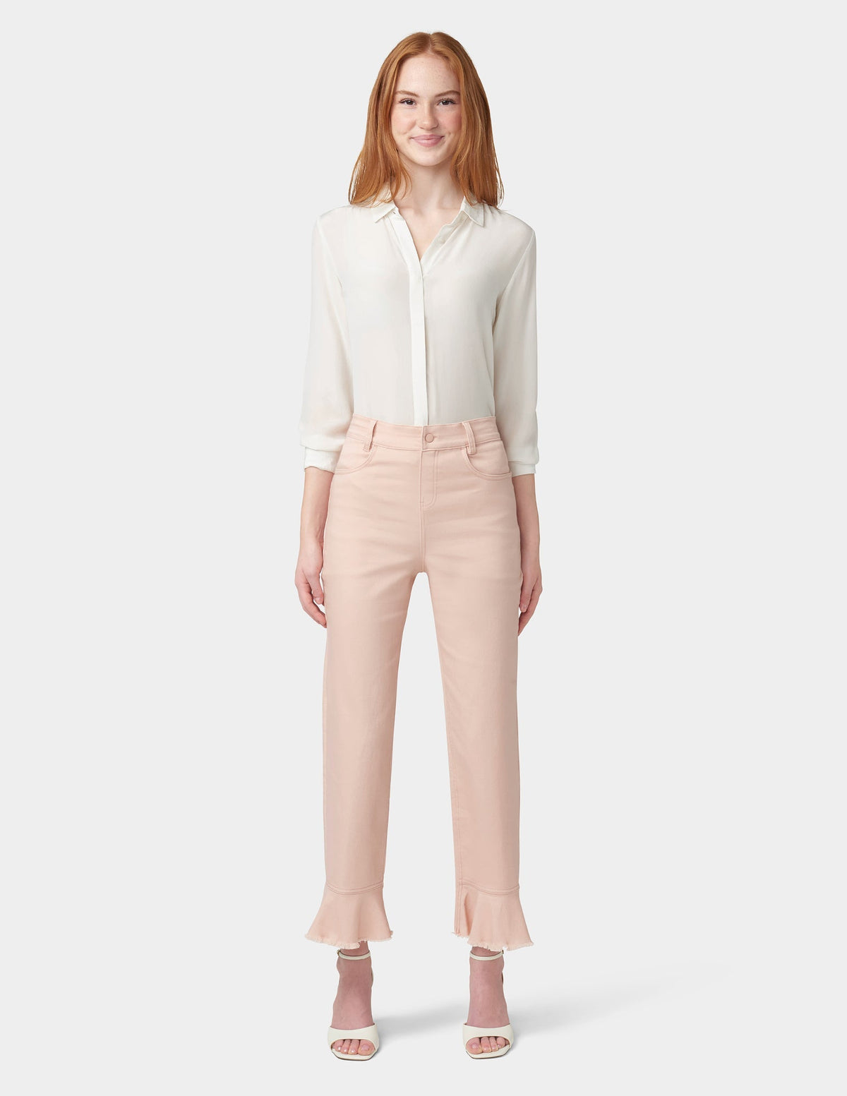 Ruffle Hem Denim Skimmer - Pale Blush | Hue