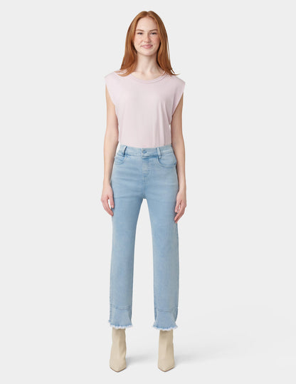 Ruffle Hem Denim Skimmer - Classic Light Wash | Hue