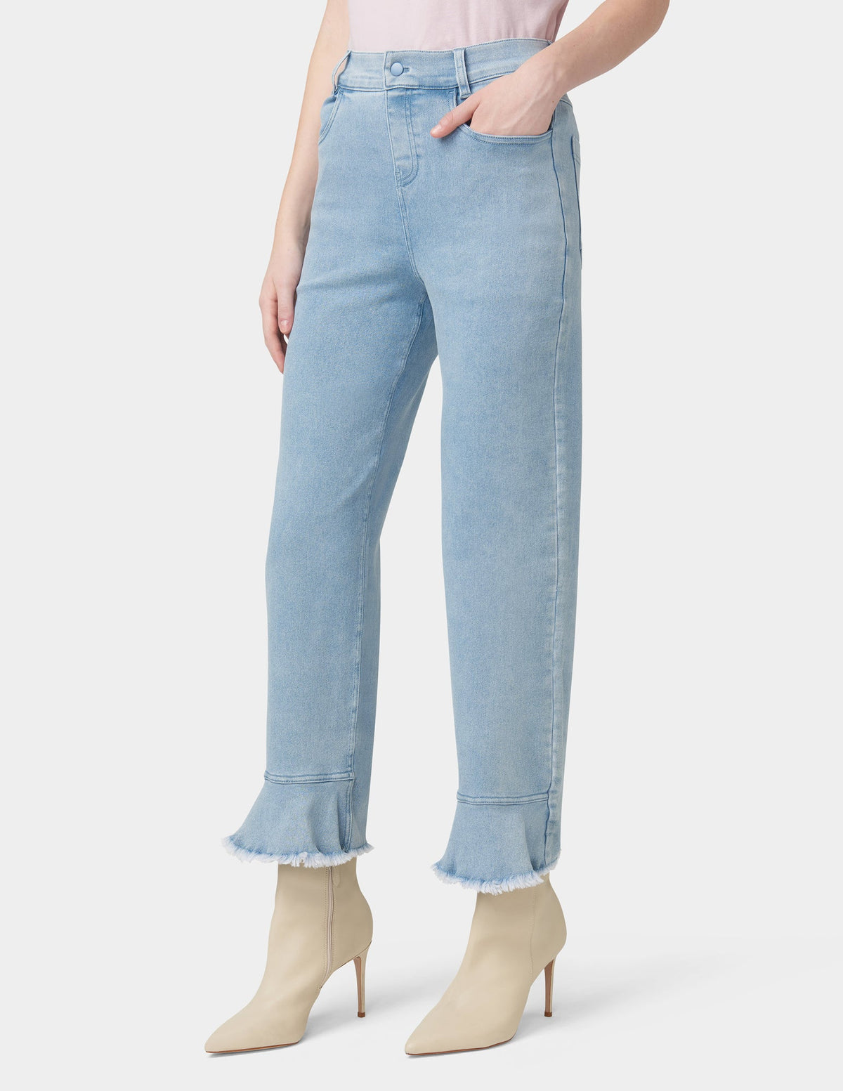 Ruffle Hem Denim Skimmer - Classic Light Wash | Hue