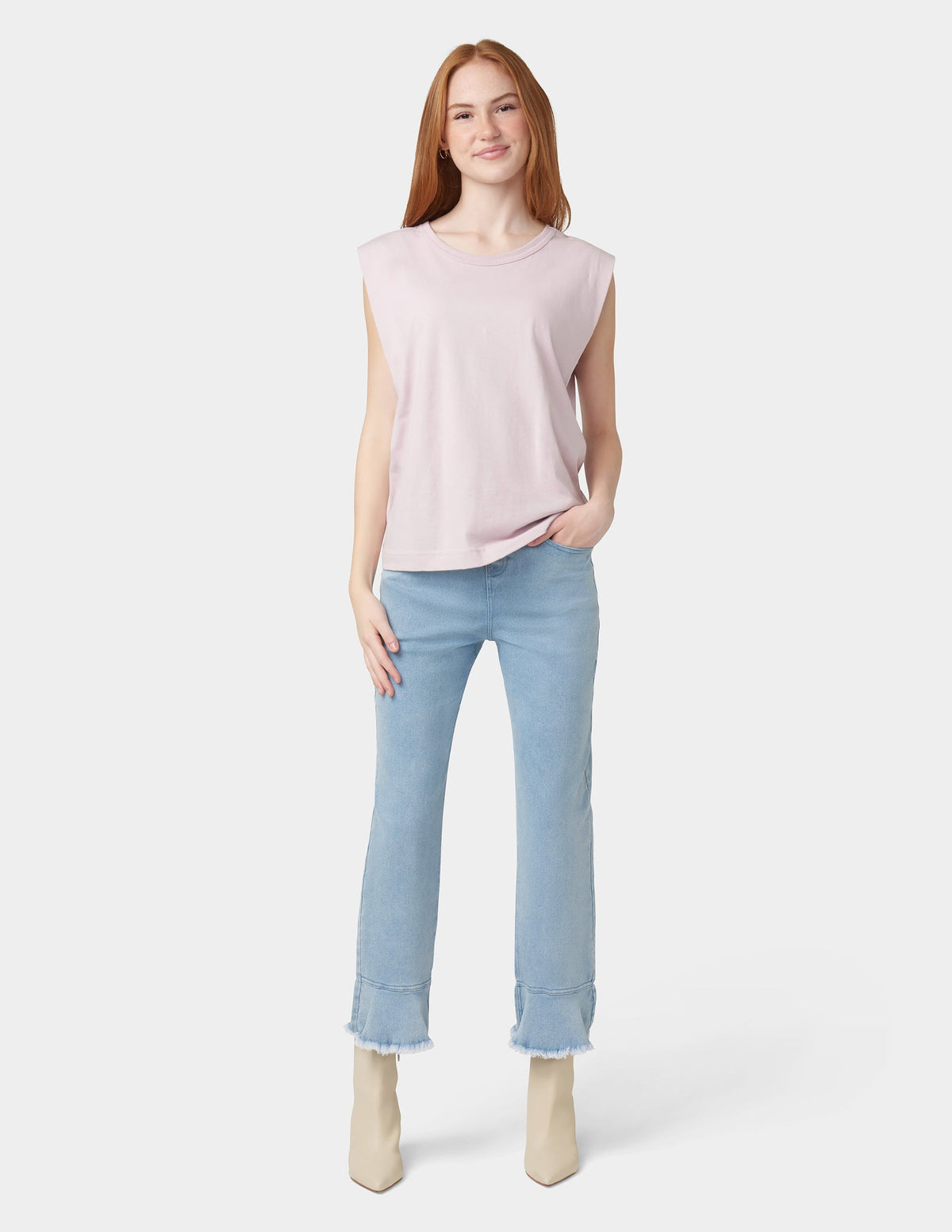 Ruffle Hem Denim Skimmer - Classic Light Wash | Hue