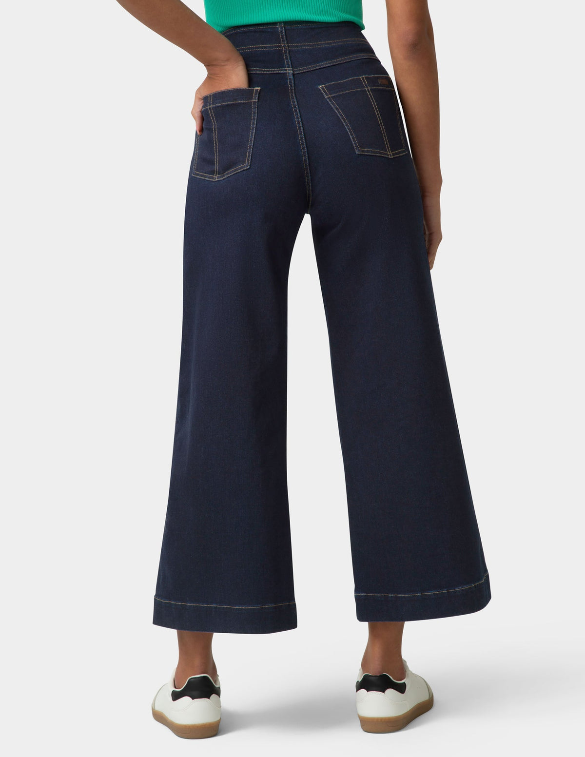 Fine Lines Denim Crop Wide Leg Pant - Black Indigo Wash | Hue