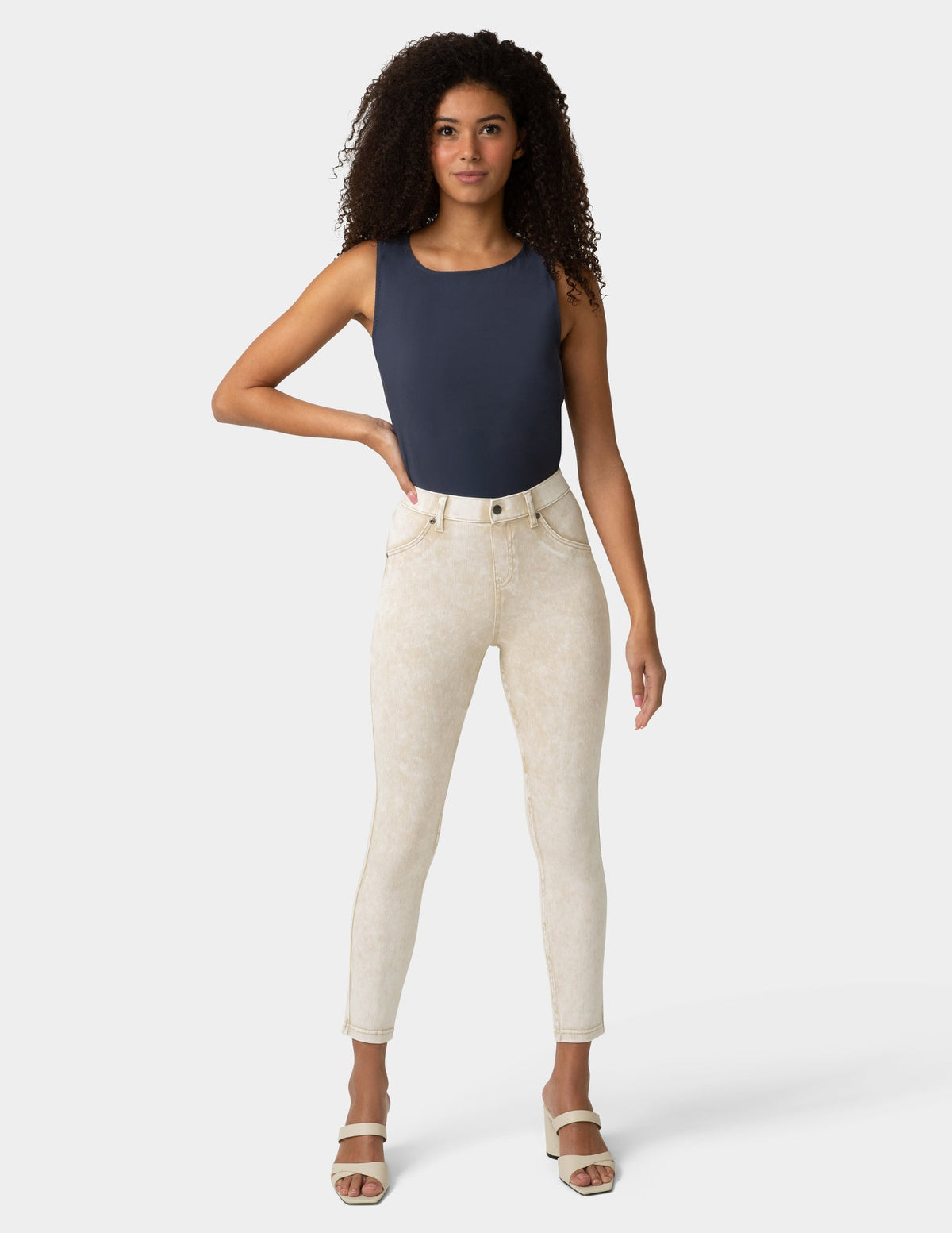 Ultra Soft Denim High Waist Skimmer - Oatmeal Acid Wash | Hue