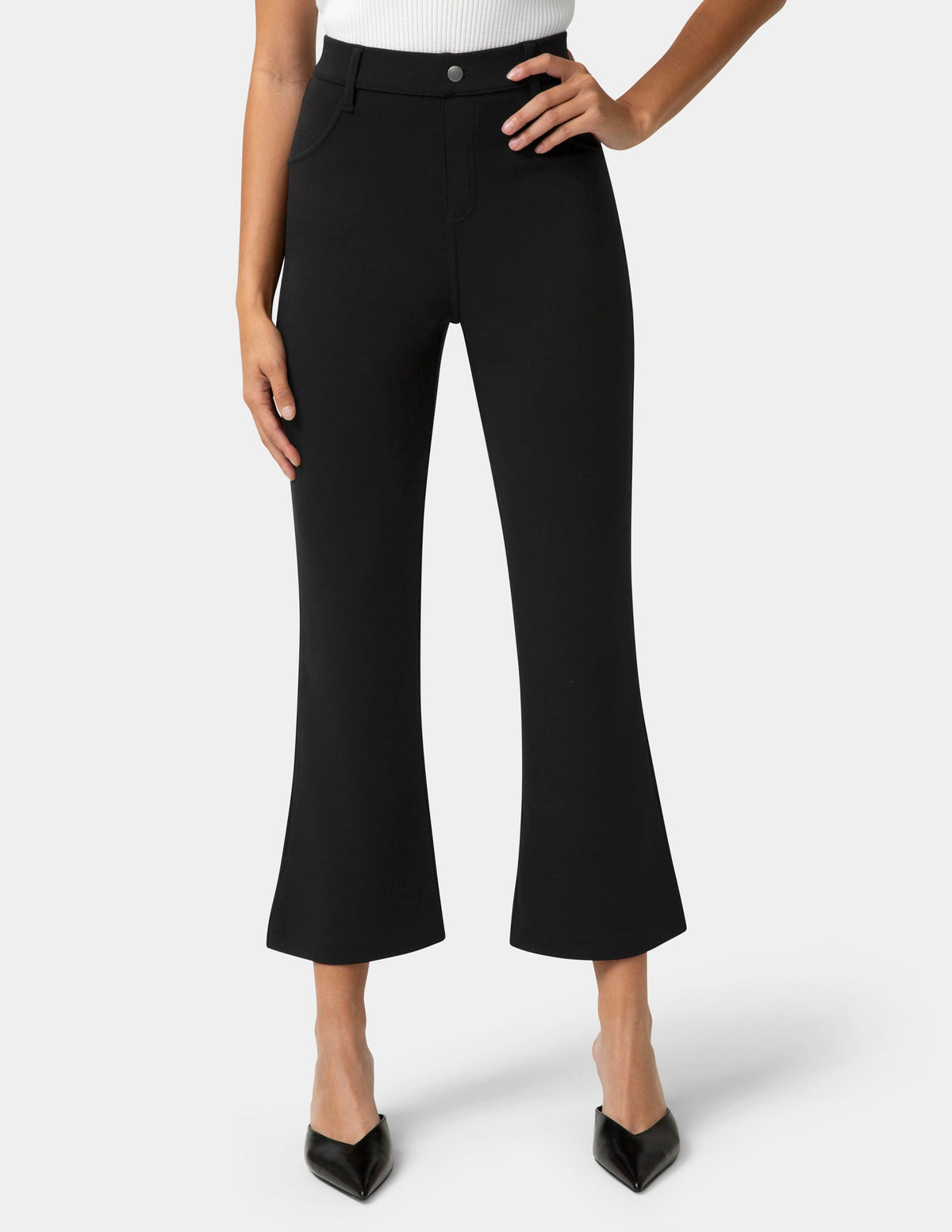 Double Soft Jersey Kick Flare Pant - Black | Hue