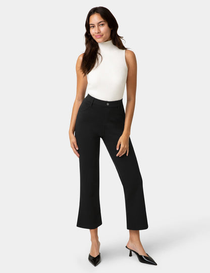 Double Soft Jersey Kick Flare Pant - Black | Hue