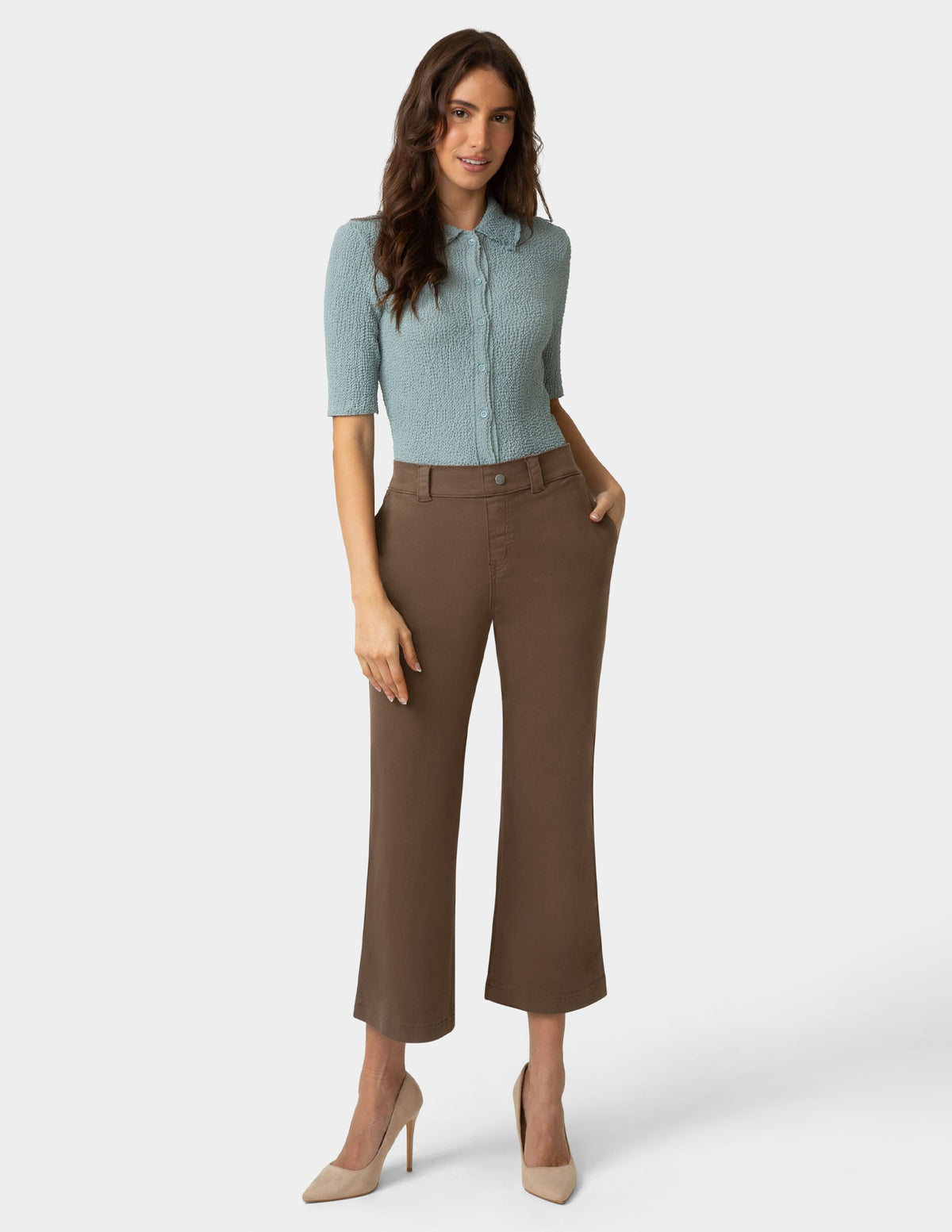 Ultra Stretch Chino Kick Flare Pant - Shaved Chocolate | Hue