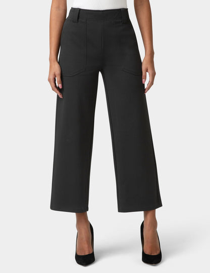 Textured Cropped Wide Leg Pant - Black | Hue