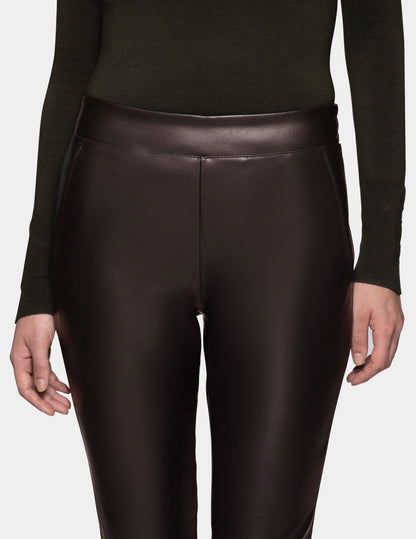 Leatherette Cropped Baby Bootcut Legging - Black Coffee | Hue