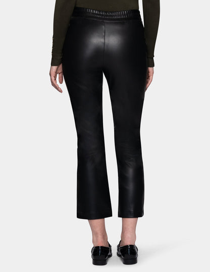 Leatherette Cropped Baby Bootcut Legging - Black | Hue